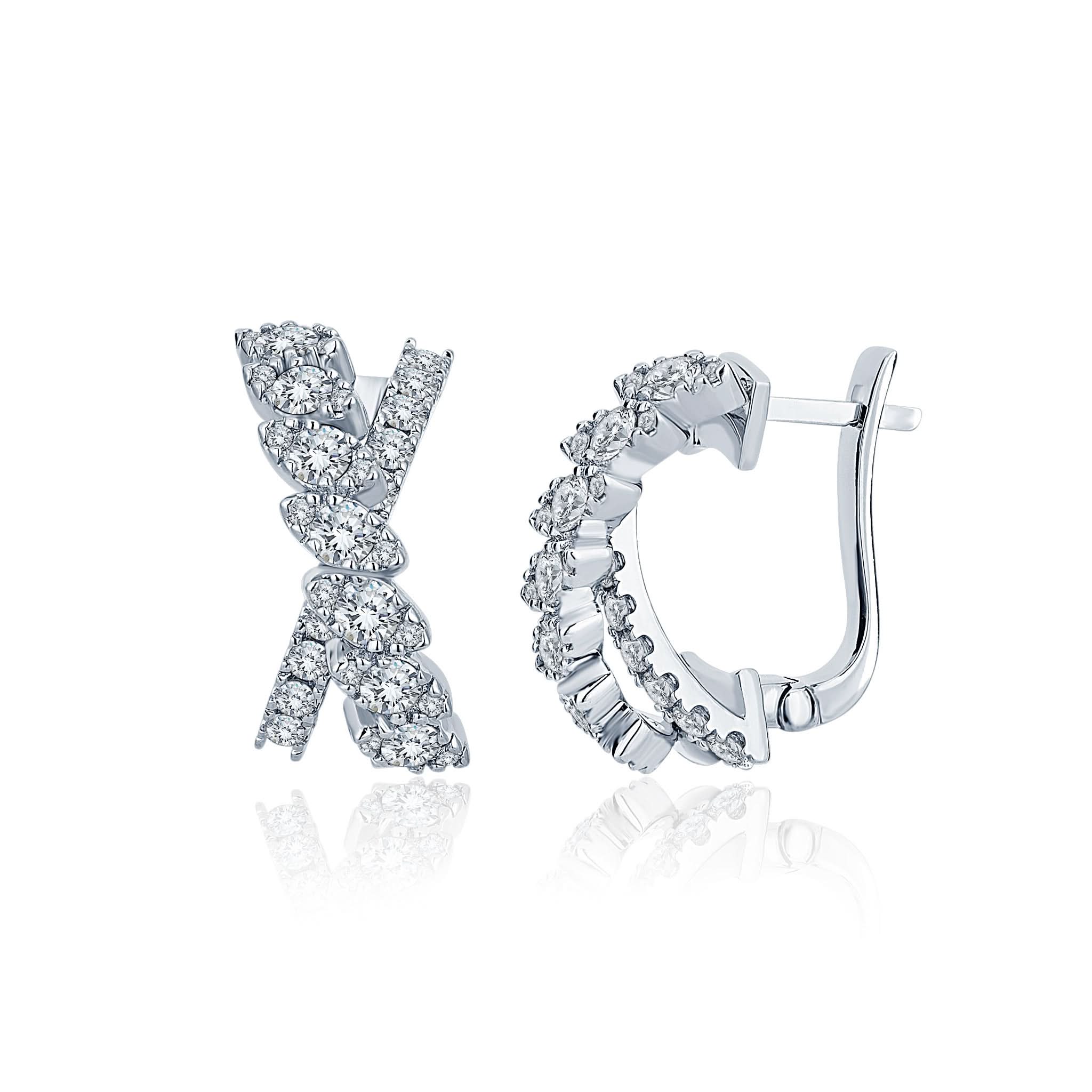 Auksiniai auskarai „Exclusive Marquise“ iš 585 prabos balto aukso su sertifikuotais natūraliais deimantais (poros deimantų svoris 2,05 ct, spalva RW–W, švarumas VS–SI)