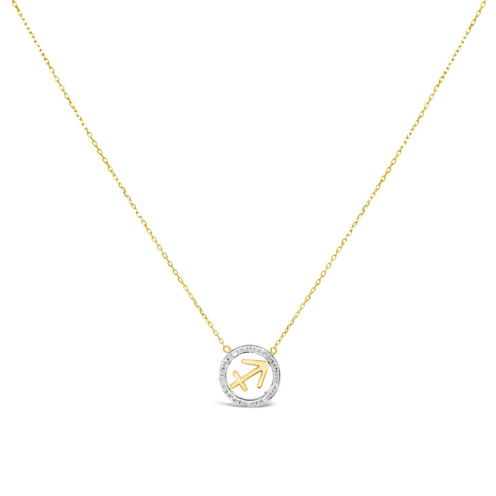 Auksine grandinele ir pakabukas zodiako ženklas su deimantais saulys